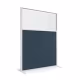 Cloison droite KP - l. 122 x h. 160 cm - partie basse tissu acoustique et partie haute vitrée - 2 pieds stabilisateurs