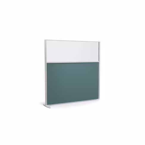 Cloison droite suivante KP - l. 163 x h. 160 cm - bas tissu et haut vitré - 1 pied stabilisateur