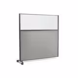 Cloison droite suivante KP - l. 163 x h. 160 cm - partie basse tissu et partie haute vitrée - 1 pied sur roulettes
