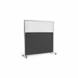 Cloison droite KP - l. 163 x h. 160 cm - partie basse tissu et partie haute polycarbonate - 2 pieds sur roulettes