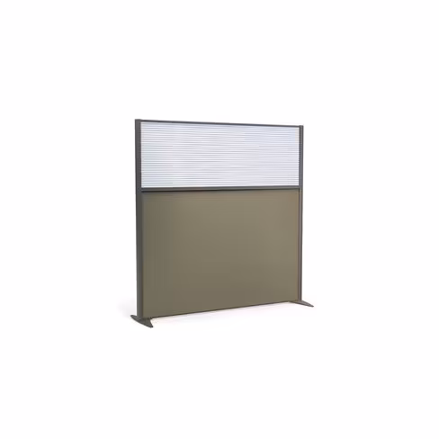 Cloison droite KP - l. 163 x h. 160 cm - bas tissu acoustique et haut polycarbonate - 2 pieds stabilisateurs