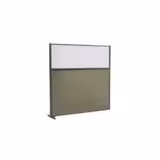 Cloison droite suivante KP - l. 163 x h. 160 cm - bas tissu acoustique et haut polycarbonate - 1 pied stabilisateur