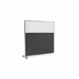 Cloison droite suivante KP - l. 163 x h. 160 cm - bas tissu acoustique et haut polycarbonate - 1 pied sur roulettes