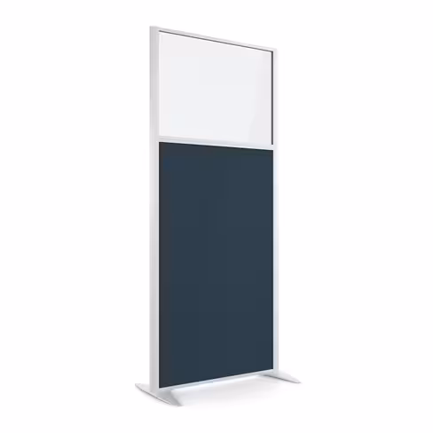 Cloison droite KP - l. 81 x h. 180 cm - partie basse tissu et partie haute vitrée - 2 pieds stabilisateurs