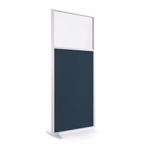 Cloison droite suivante KP - l. 81 x h. 180 cm - partie basse tissu et partie haute vitrée - 1 pied stabilisateur