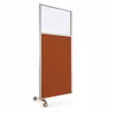 Cloison droite suivante KP - l. 81 x h. 180 cm - partie basse tissu et partie haute vitrée - 1 pied sur roulettes