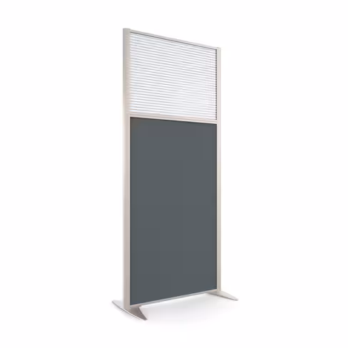 Cloison droite KP - l. 81 x h. 180 cm - partie basse tissu et partie haute polycarbonate - 2 pieds stabilisateurs
