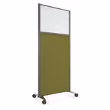 Cloison droite KP - l. 81 x h. 180 cm - bas tissu acoustique et haut polycarbonate - 2 pieds sur roulettes