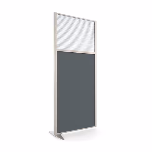 Cloison droite suivante KP - l. 81 x h. 180 cm - bas tissu acoustique et haut polycarbonate - 1 pied stabilisateur