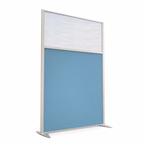 Cloison droite KP - l. 122 x h. 180 cm - partie basse tissu et partie haute polycarbonate - 2 pieds stabilisateur
