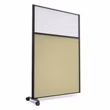 Cloison droite suivante KP - l. 122 x h. 180 cm - bas tissu acoustique et haut polycarbonate - 1 pied sur roulettes