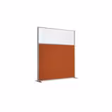 Cloison droite KP - l. 163 x h. 180 cm - partie basse tissu et partie haute vitrée - 2 pieds stabilisateurs