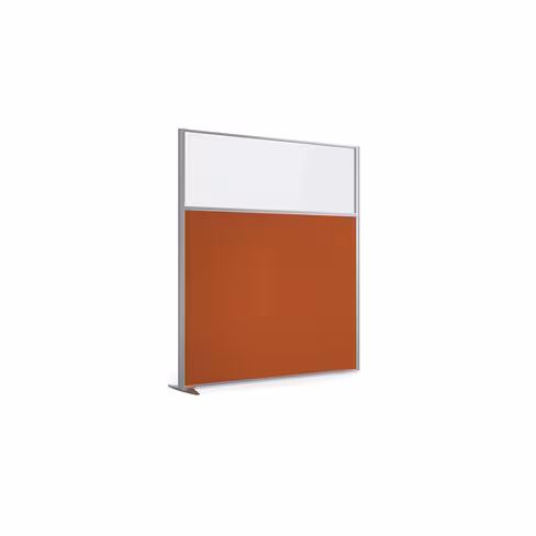 Cloison droite suivante KP - l. 163 x h. 180 cm - partie basse tissu et partie haute vitrée - 1 pied stabilisateur