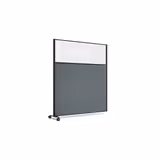 Cloison droite suivante KP - l. 163 x h. 180 cm - bas tissu acoustique et haut vitré - 1 pied sur roulettes