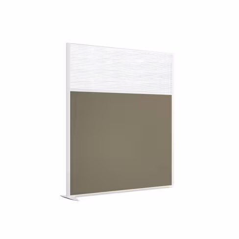 Cloison droite suivante KP - l. 163 x h. 180 cm - bas tissu acoustique et haut polycarbonate - 1 pied stabilisateur