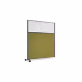 Cloison droite suivante KP - l. 163 x h. 180 cm - bas tissu acoustique et haut polycarbonate - 1 pied sur roulettes