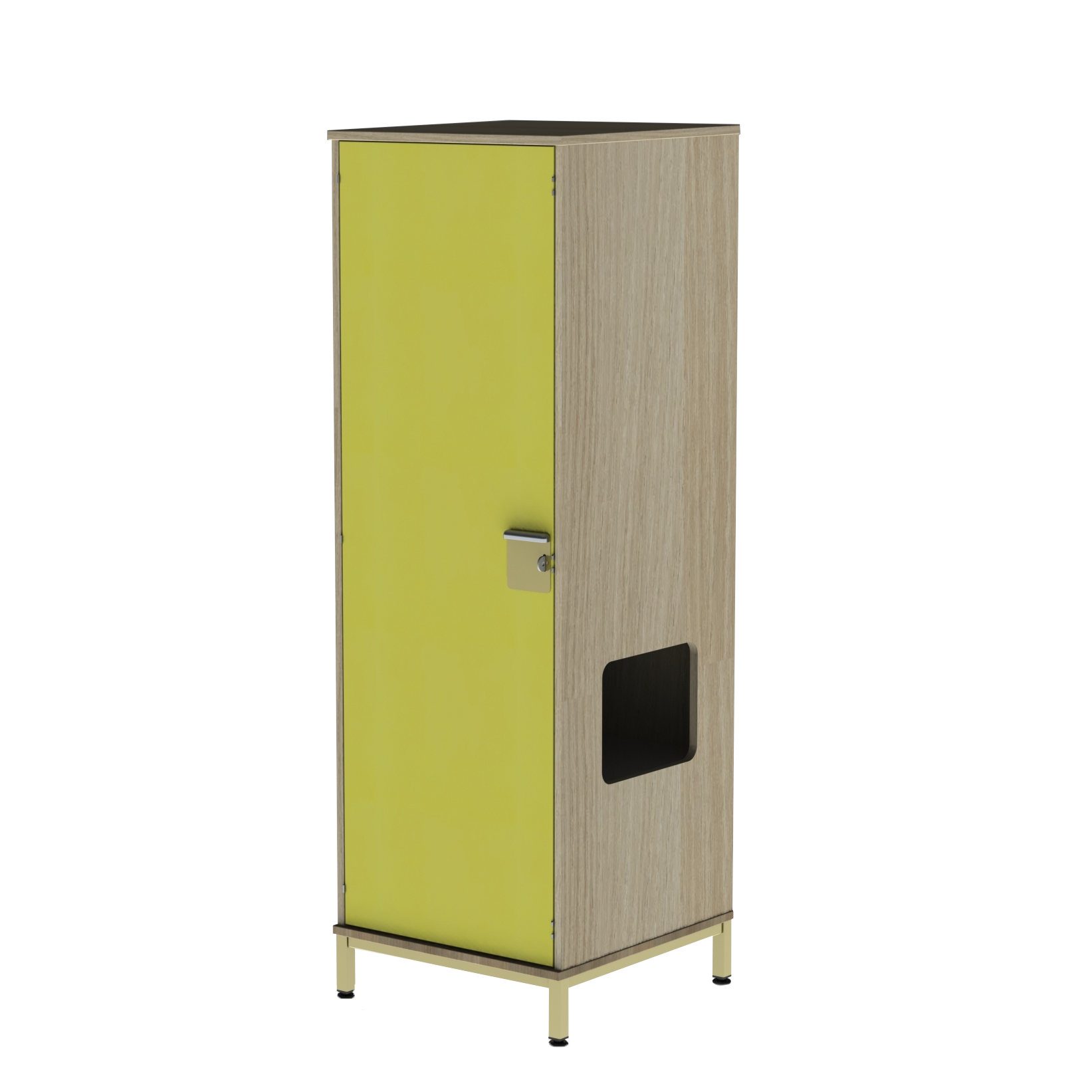 Armoire 1 porte avec niche - Yun - l. 58 x h. 181 x pr. 63 cm - 1/3 penderie et 2/3 lingère