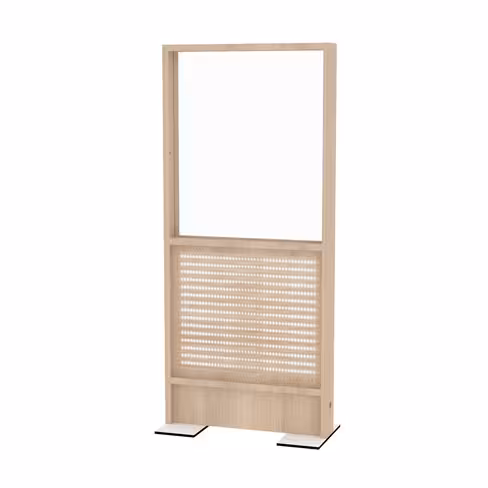 Cloison droite EPM49B - haut verre transparent et bas mélaminé - électrifiée - l. 80 x h. 180 cm - avec pied