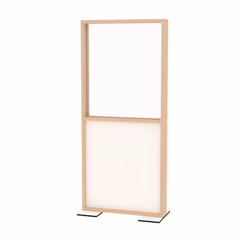 Cloison droite EPM49B - haut verre transparent et bas tissu - l. 80 x h. 180 cm - avec pied