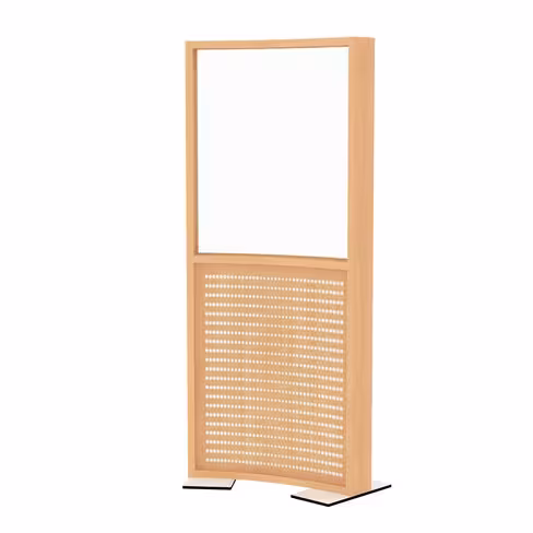 Cloison courbe EPM49B - haut polycarbonate transparent et bas mélaminé - l. 80 x h. 180 cm - avec pied