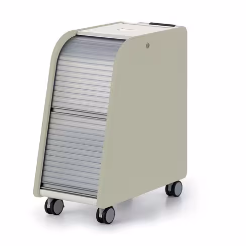 Caisson mobile Jogging - corps mélaminé/rideaux gris - équipé de 5 tiroirs e-clen h. 6 cm