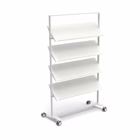 Présentoir sur roulettes Arnage - 4 tablettes - l. 113 cm