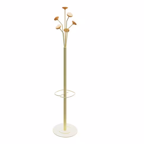 Portemanteau sur socle Lotus - 6 patères bois - avec porte-parapluie