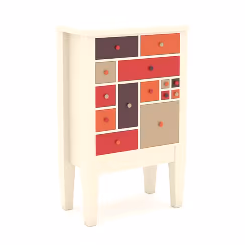 Meuble de fouille petit modèle - l. 70 x h. 113 x pr. 40 cm- structure hêtre massif laqué Beige Bouleau