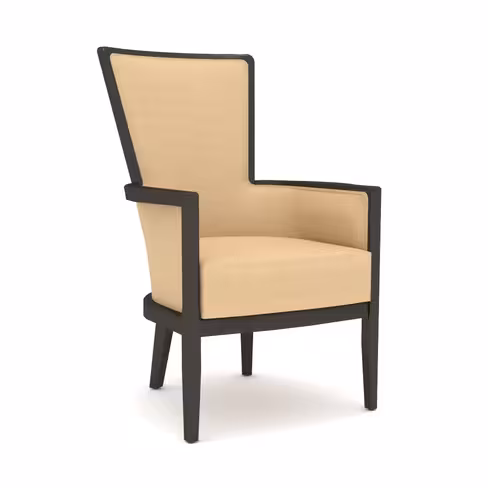 Fauteuil Mathurin haut - tissu enduit - structure hêtre massif - assise amovible