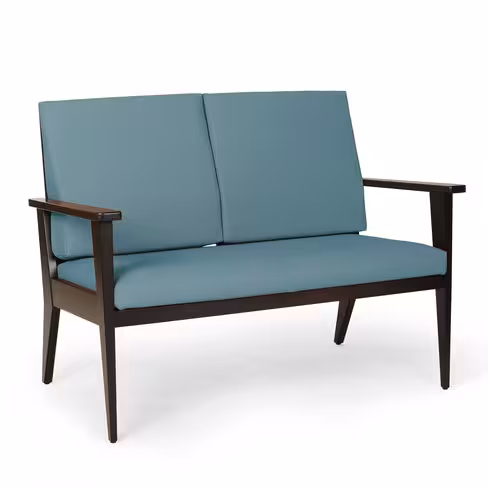 Canapé EM 2 places - tissu enduit - structure hêtre massif - coussin et dossier amovibles