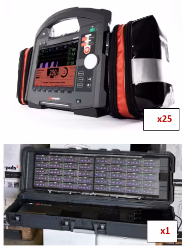 Lot PSM1 : prise en charge de 25 urgences absolues [25 Corpuls3 Touch 19002T avec options Bluetooth et Wifi,