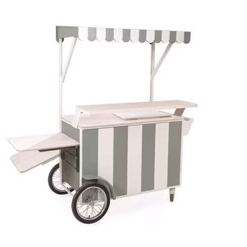 Chariot d'animation-dégustation - Plan de travail et tablette rabattable en stratifié