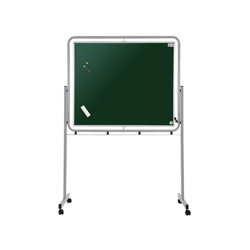 Tableau pivotant sur pieds 120 x 100 cm - avec roulettes - 2 faces vertes