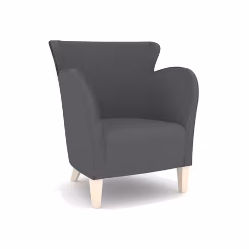 Fauteuil de repos Joachim - assise et dossier tissu enduit - pieds hêtre massif teinté