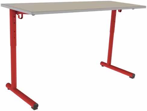 Table Polya 130x50 cm réglable - beige Pyla/rouge Orient - chants surmoulés gris - piétement rouge Orient - par 2