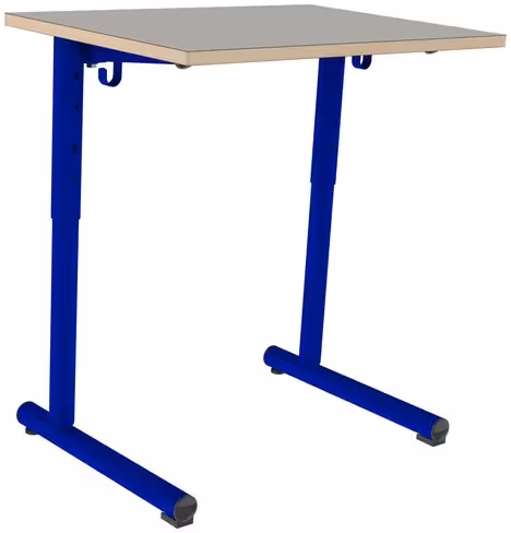 Table Polya 70x50 cm réglable - gris nimbus / bleu Ouessant chants alaisés bois - piétement bleu Ouessant - par 2