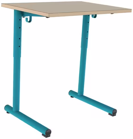 Table Polya 70x50 cm réglable - beige Pyla/bleu-vert récif - chants alaisés bois - piét. bleu-vert récif - par 2