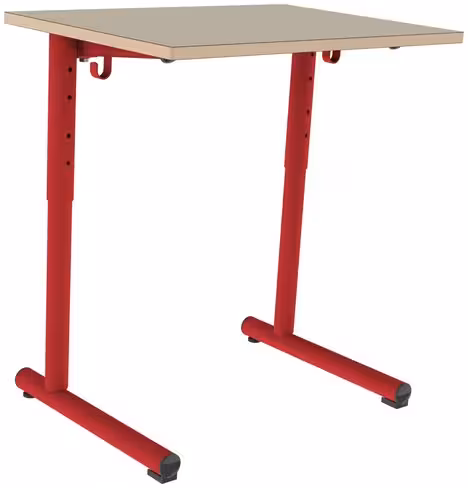 Table Polya 70X50 cm réglable - beige Pyla/rouge Orient - chants alaisés bois - piètement rouge Orient - par 2