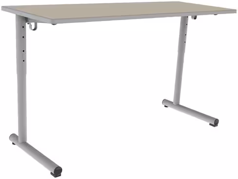 Table Polya 130x50 cm réglable - beige Pyla/gris alu - chants surmoulés gris - piétement gris alu - par 2