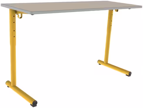 Table Polya 130x50 cm réglable - beige Pyla/jaune ducat - chants surmoulés gris - piétement jaune ducat - par 2