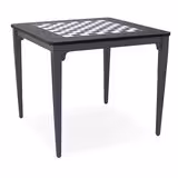 Table de jeu Carré d'As - 91 x 91 x h. 78 cm - plateau stratifié noir décor damier - 4 pieds hêtre massif