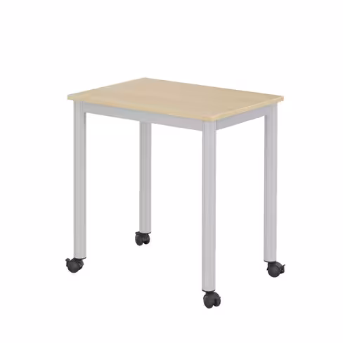 Table mobile Carelie 70 x 50 cm - mélaminé - 4 roulettes dont 2 avec freins - taille 6 - lot de 2