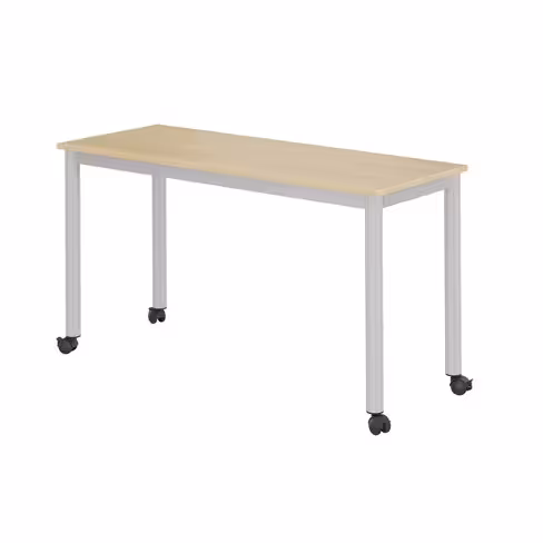 Table mobile Carélie 130 x 50 cm - mélaminé - 4 roulettes dont 2 avec freins - taille 6 - lot de 2