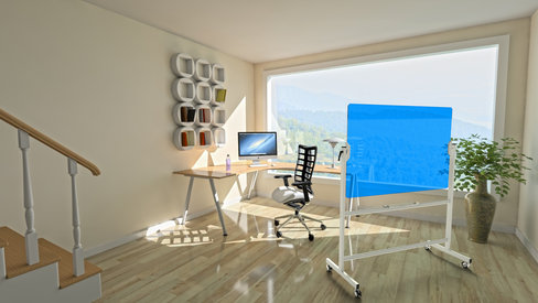 Tableau pivotant axe horizontal en verre bleu translucide Turn - 100 x 150 cm