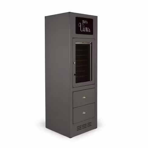 Meuble cave à vin - l. 61 x h. 190 x pr. 62,5 cm - structure en hêtre massif laqué