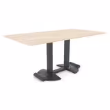 Table Ziiit - 180 x 90 cm - plateau stratifié antibactérien chant ABS - 2 pieds fonte base demi-ronde avec roulettes