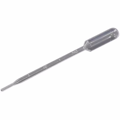 Pipette de transfert en plastique de 5 ml, graduées à 1 ml, longueur 145 mm, stériles, en emballage individuel x 100
