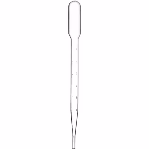 Pipette de transfert en plastique de 7 ml, graduées à 3 ml, longueur 155 mm, stériles, en emballage individuel x 100