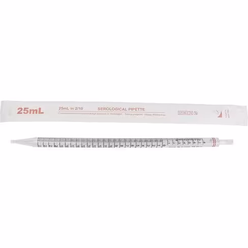 Pipette sérologiques 25 ml en polystyrène, stériles en emballage individuel x 200