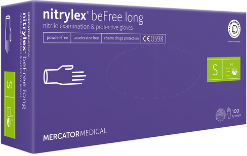 Gant nitrile non poudré 300 mm violet taille S x 100